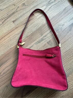 Suede Shoulder Bag in Red
